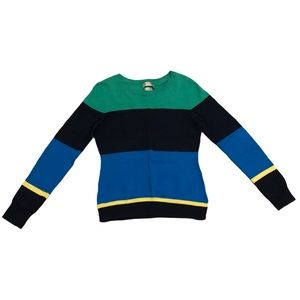 Van Heusen Colorblock Sweater, Size Small, Blue, Black, Green, and Yellow